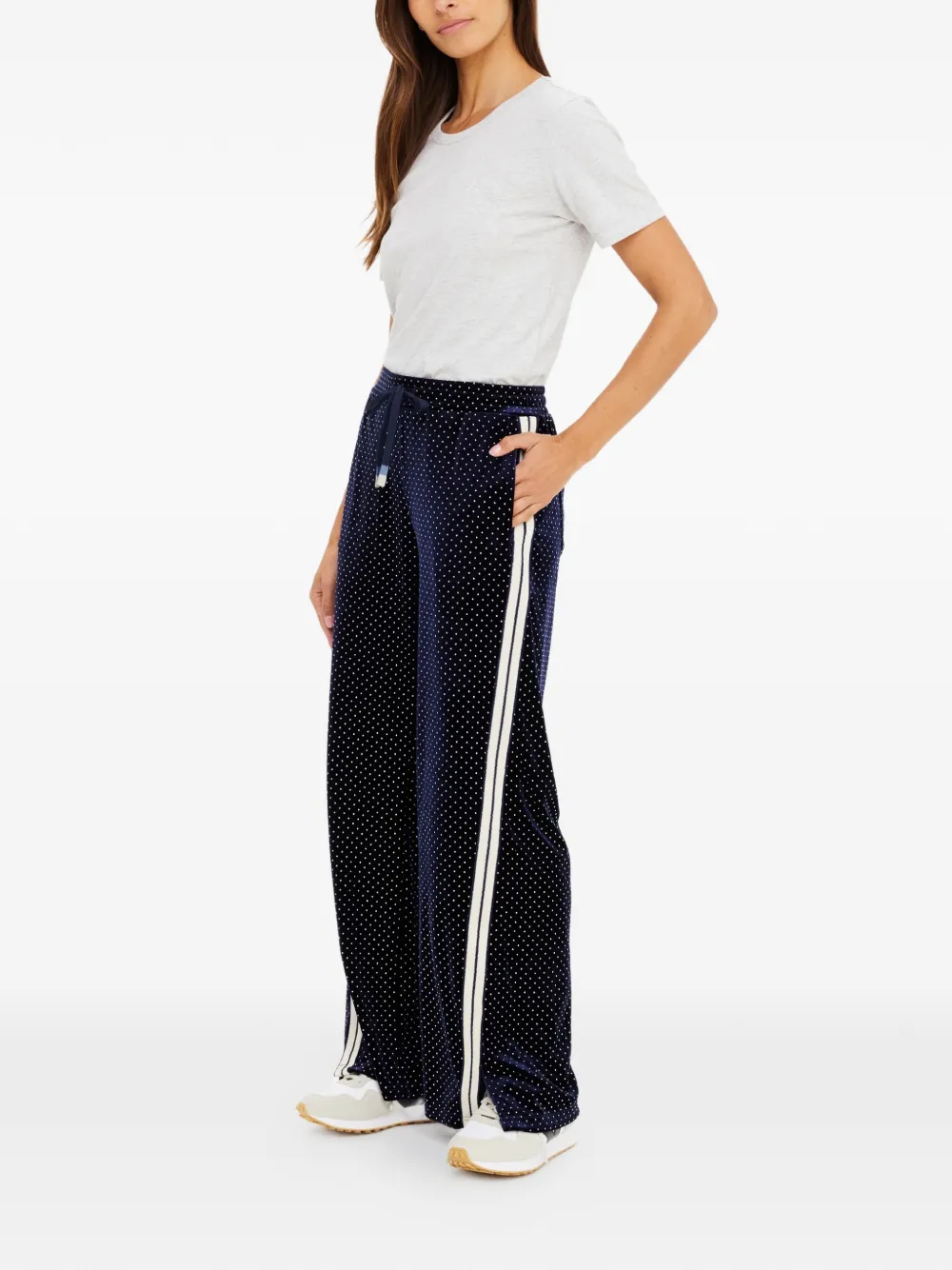 The Upside Spellbound Roma broek met zijstreep en stippen Blauw
