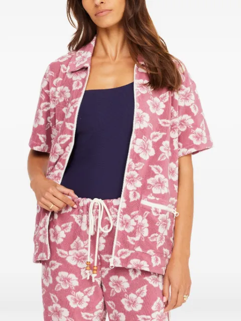 The Upside Lahaina Cabana floral zip shirt