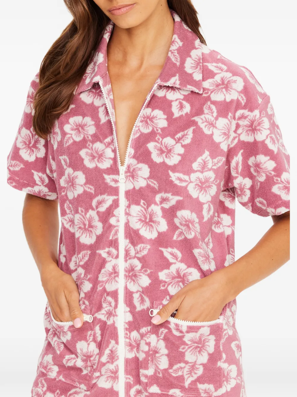 The Upside Lahaina Cabana blouse met bloemenprint en rits Roze