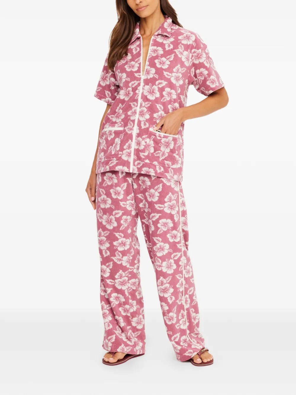  The Upside Lahaina Cabana Floral Zip Shirt - Pink 