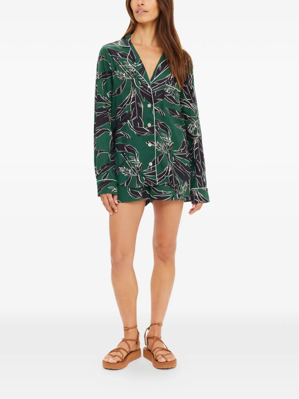 The Upside Blouse met bloemenprint en kraag Groen