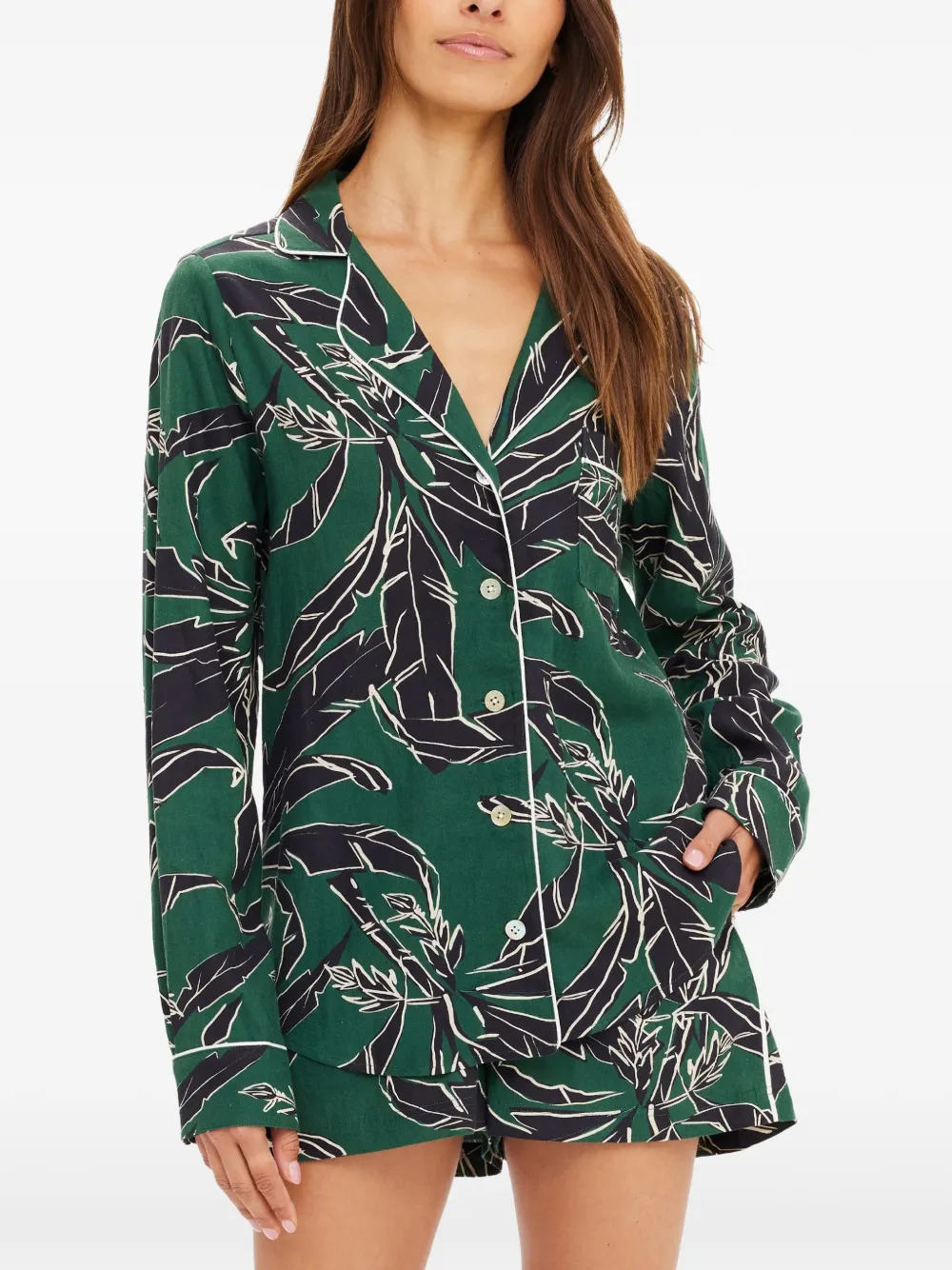 The Upside Blouse met bloemenprint en kraag Groen