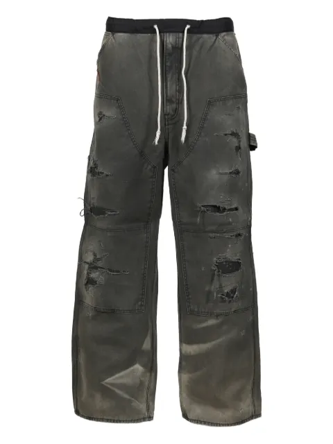 Anachronorm double-knee distressed wide-leg jeans