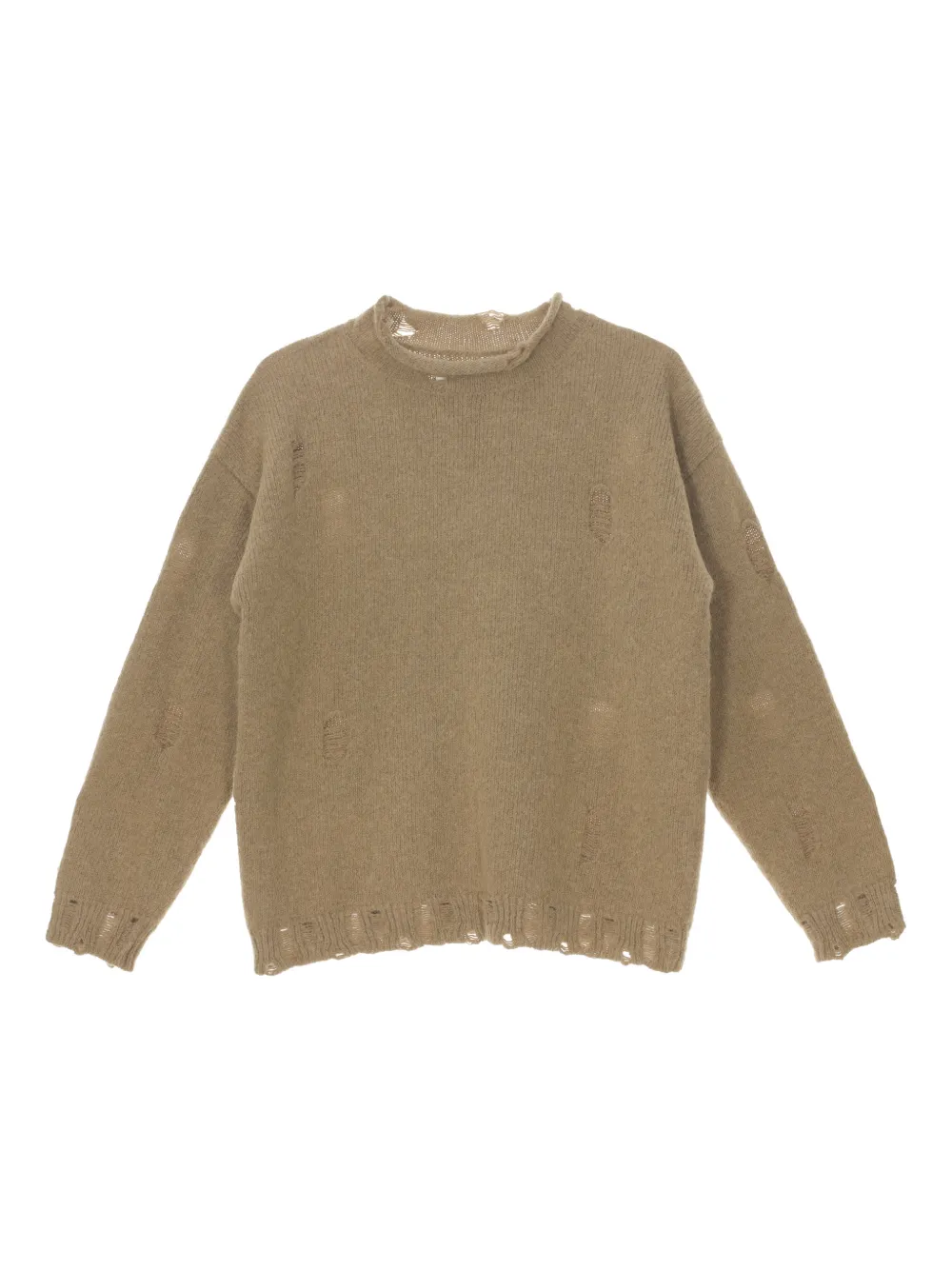 Lauren Manoogian Distressed Crew-neck Sweater In Brown