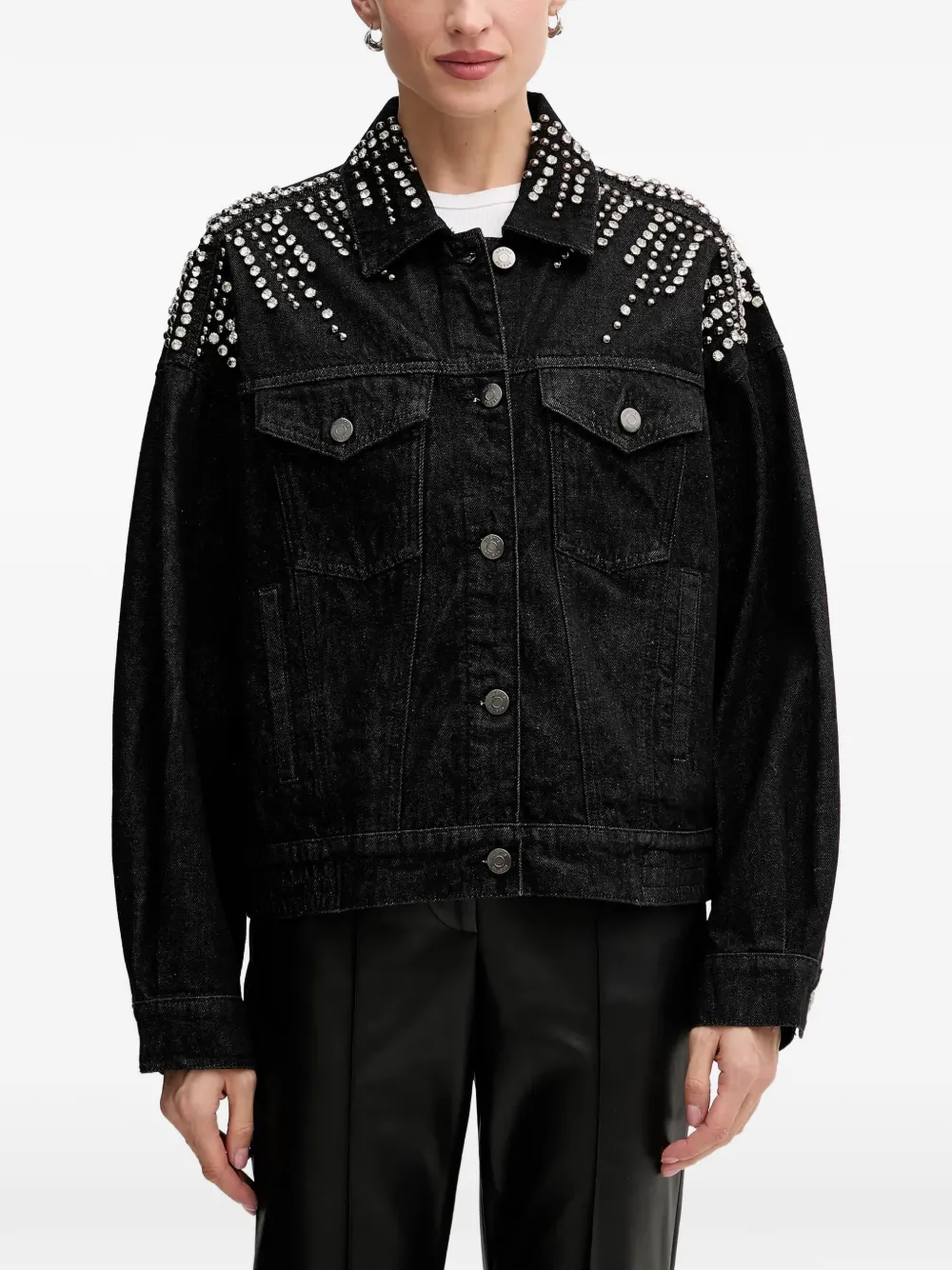 Gestuz embellished denim jacket - Nero