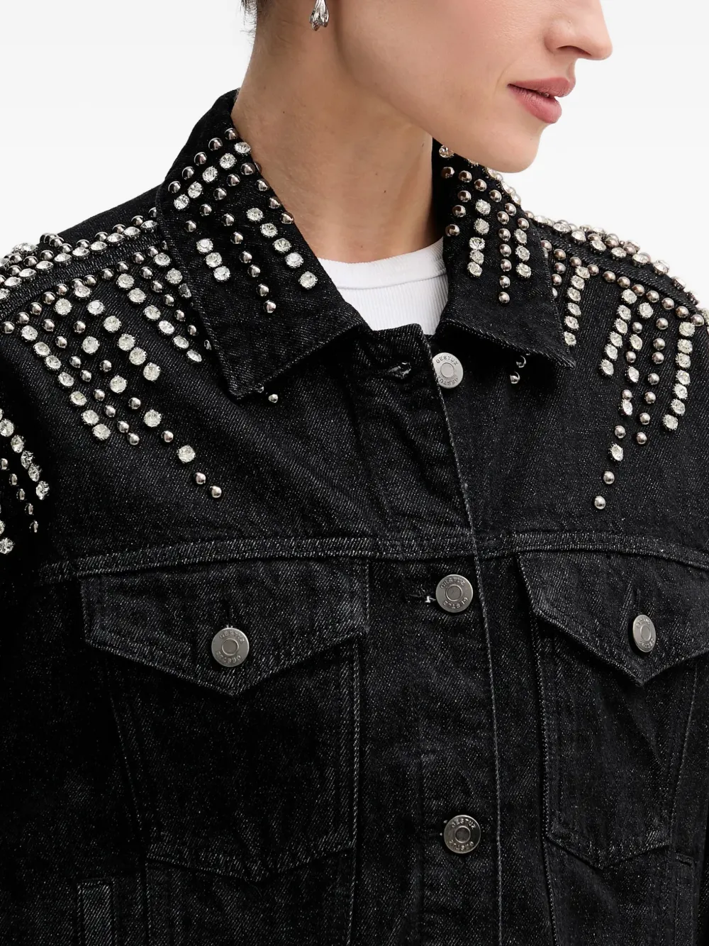  Gestuz Embellished Denim Jacket - Black 