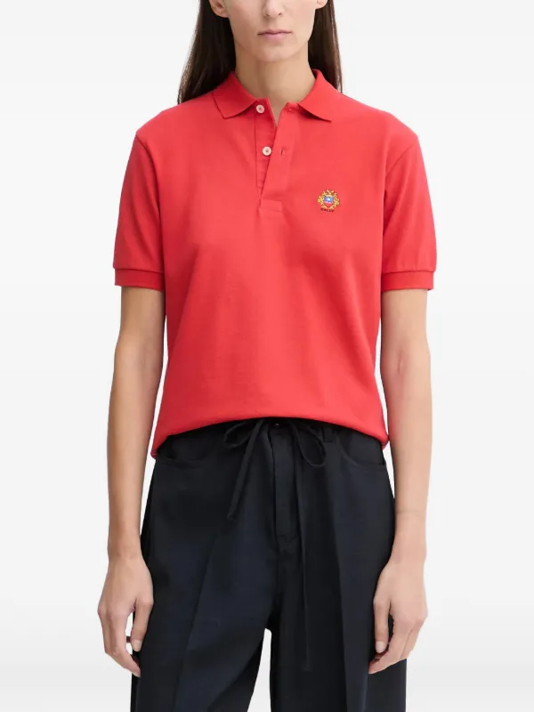 Bally Button Embellished Polo Shirt in Red