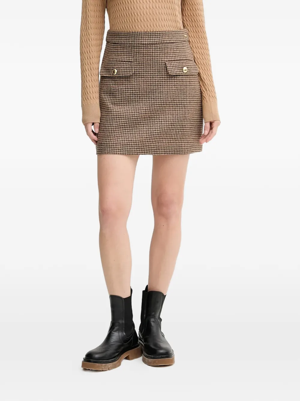 Barbour Sophia flap-pocket houndstooth mini skirt - Braun