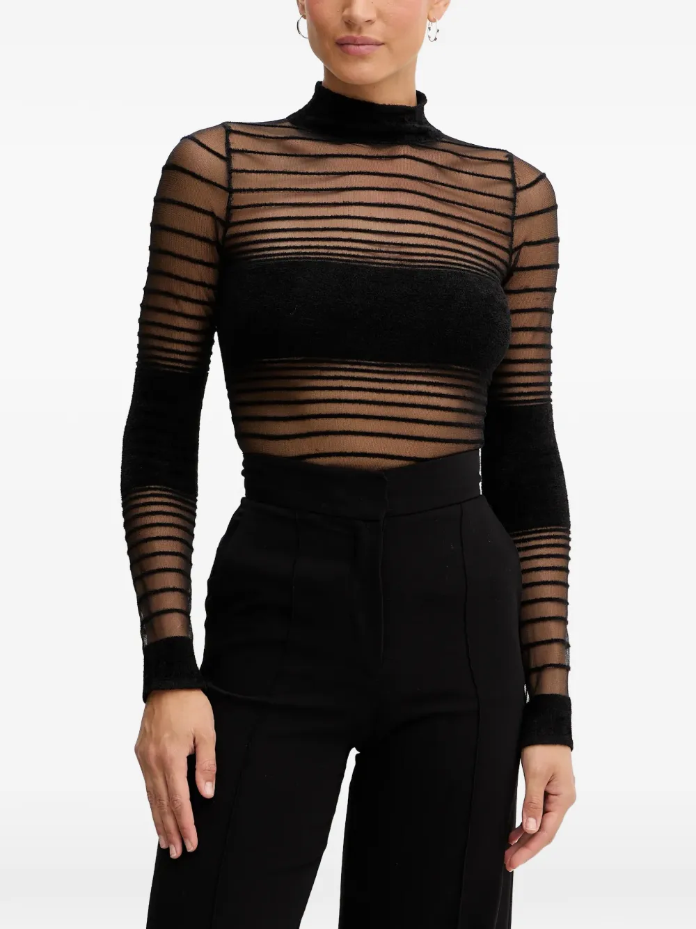 Retrofete Katrine striped mock-neck T-shirt - Schwarz