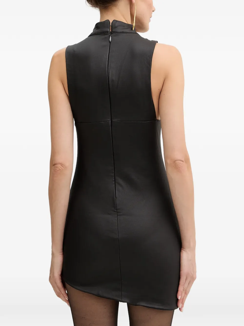 Retrofete Sarina mini-jurk met V-hals Zwart