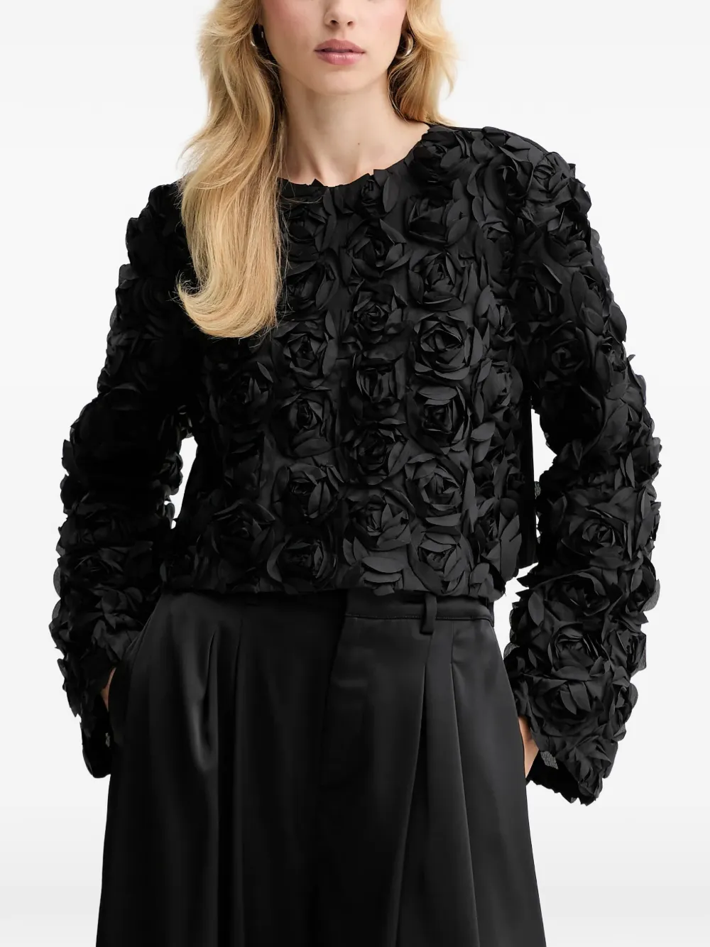 Gestuz GZingrid rose appliqué top - Nero