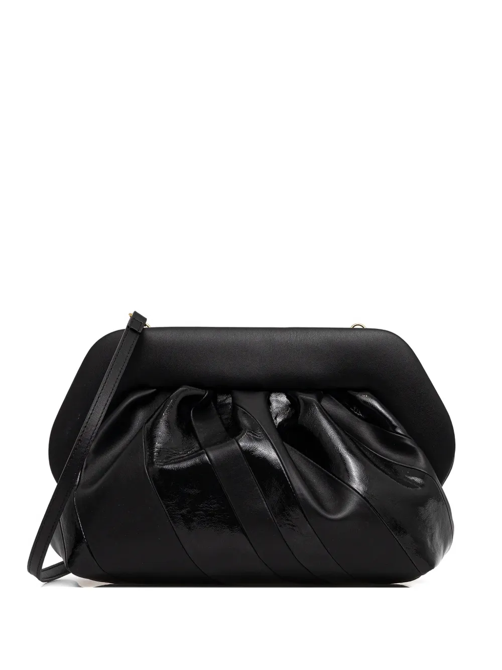 Themoirè ruched clutch bag - Nero