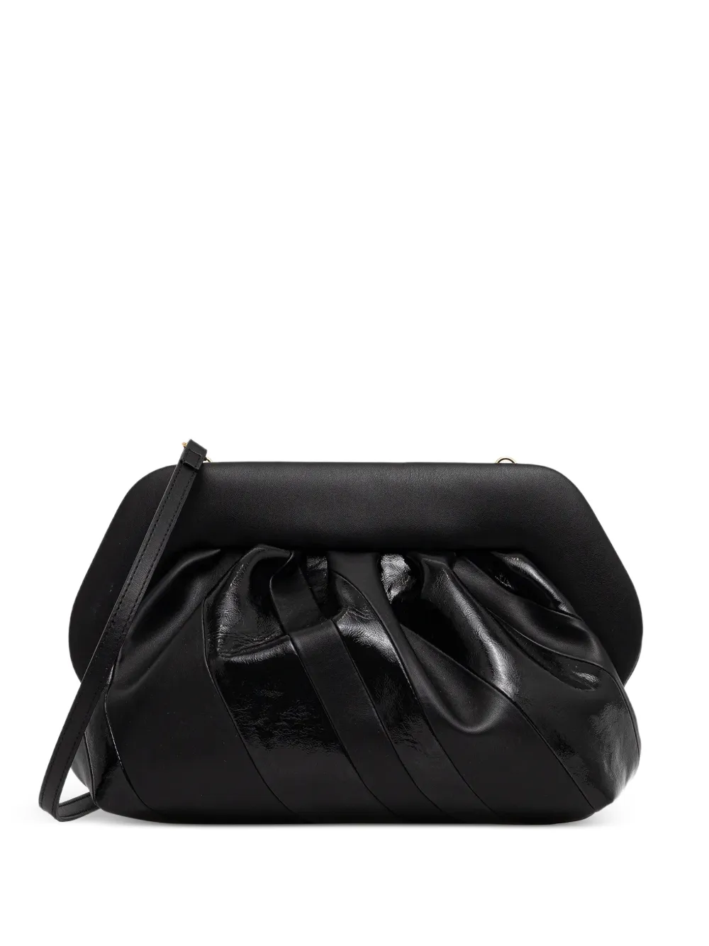 Themoirè ruched clutch bag - Nero
