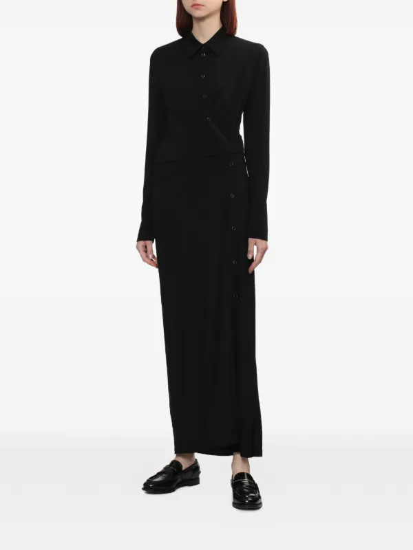 helmut lang long sleeve dress Helmut Lang Long-Sleeve Silk Scarf Dress