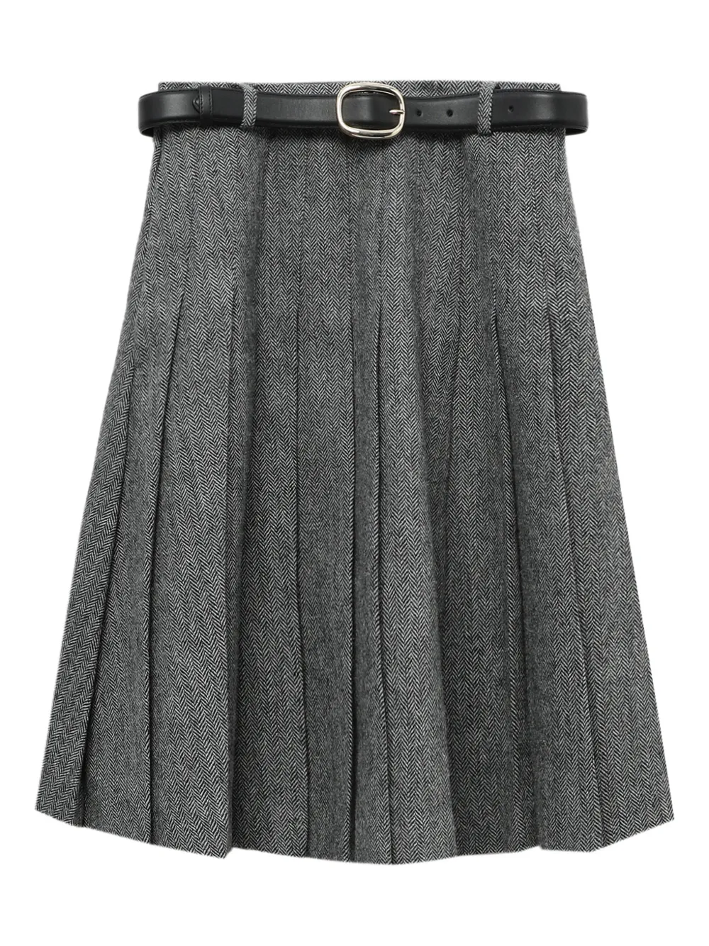 Self-Portrait pleated belted midi skirt - Grigio