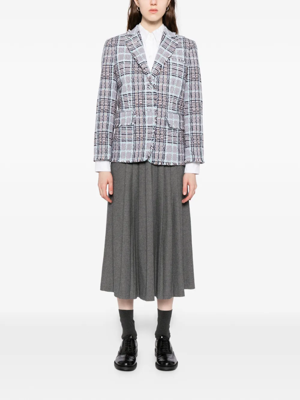 Thom Browne frayed plaid-checked blazer | Blazers | Image 2