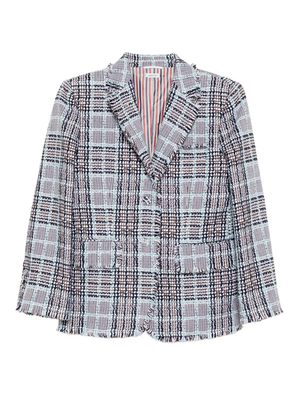 Thom Browne frayed plaid-checked blazer | White | Image 1