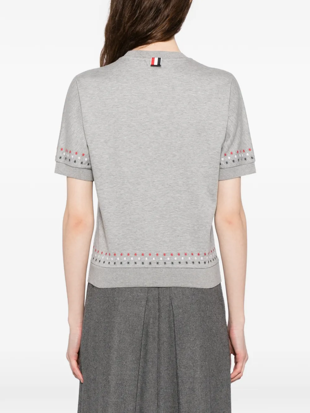 Thom Browne Katoenen T-shirt met snowflake-borduurwerk Grijs