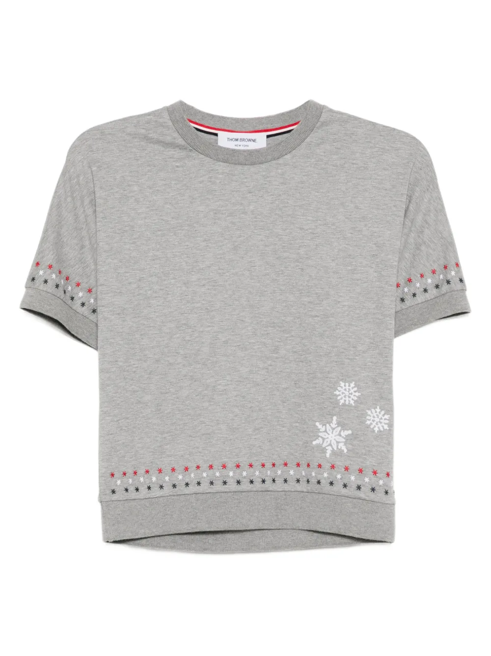 Thom Browne snowflake-embroidered cotton T-shirt - Grau