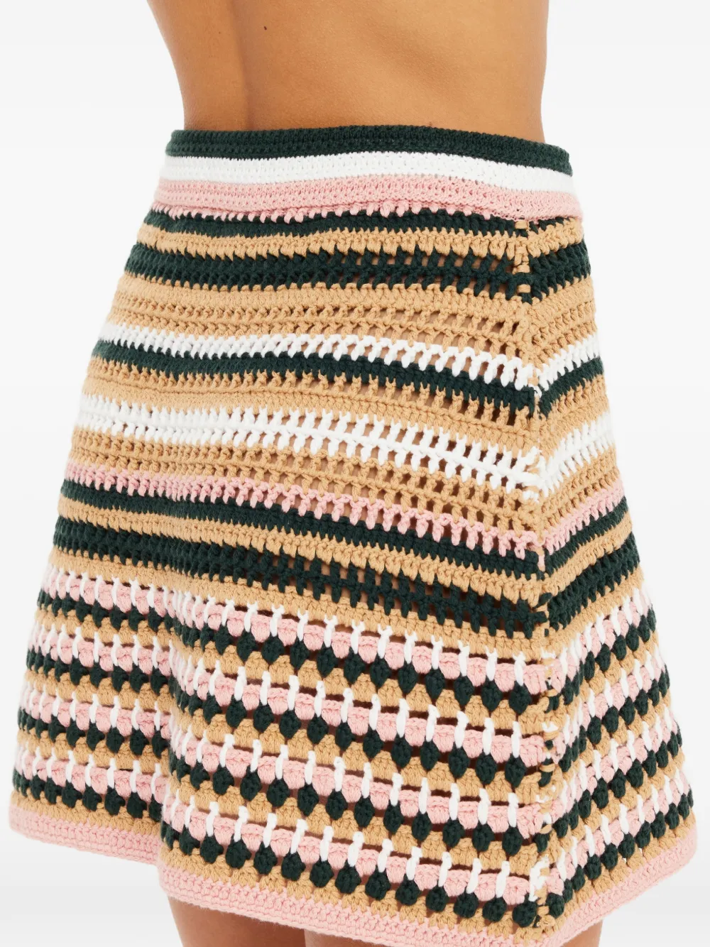 The Upside Bohemia gehaakte gestreepte mini-rok Beige