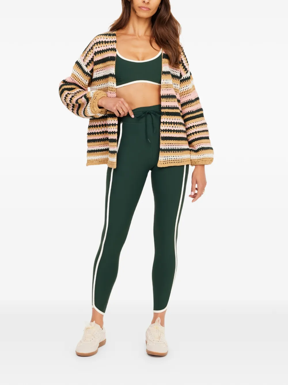  The Upside Bohemia Mari Striped Crochet Cardigan - Neutrals 