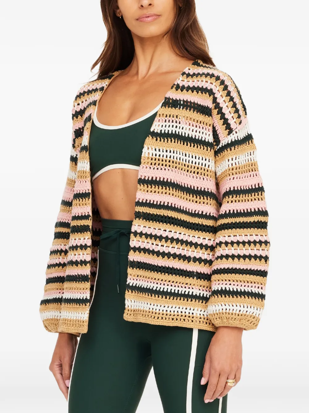  The Upside Bohemia Mari Striped Crochet Cardigan - Neutrals 