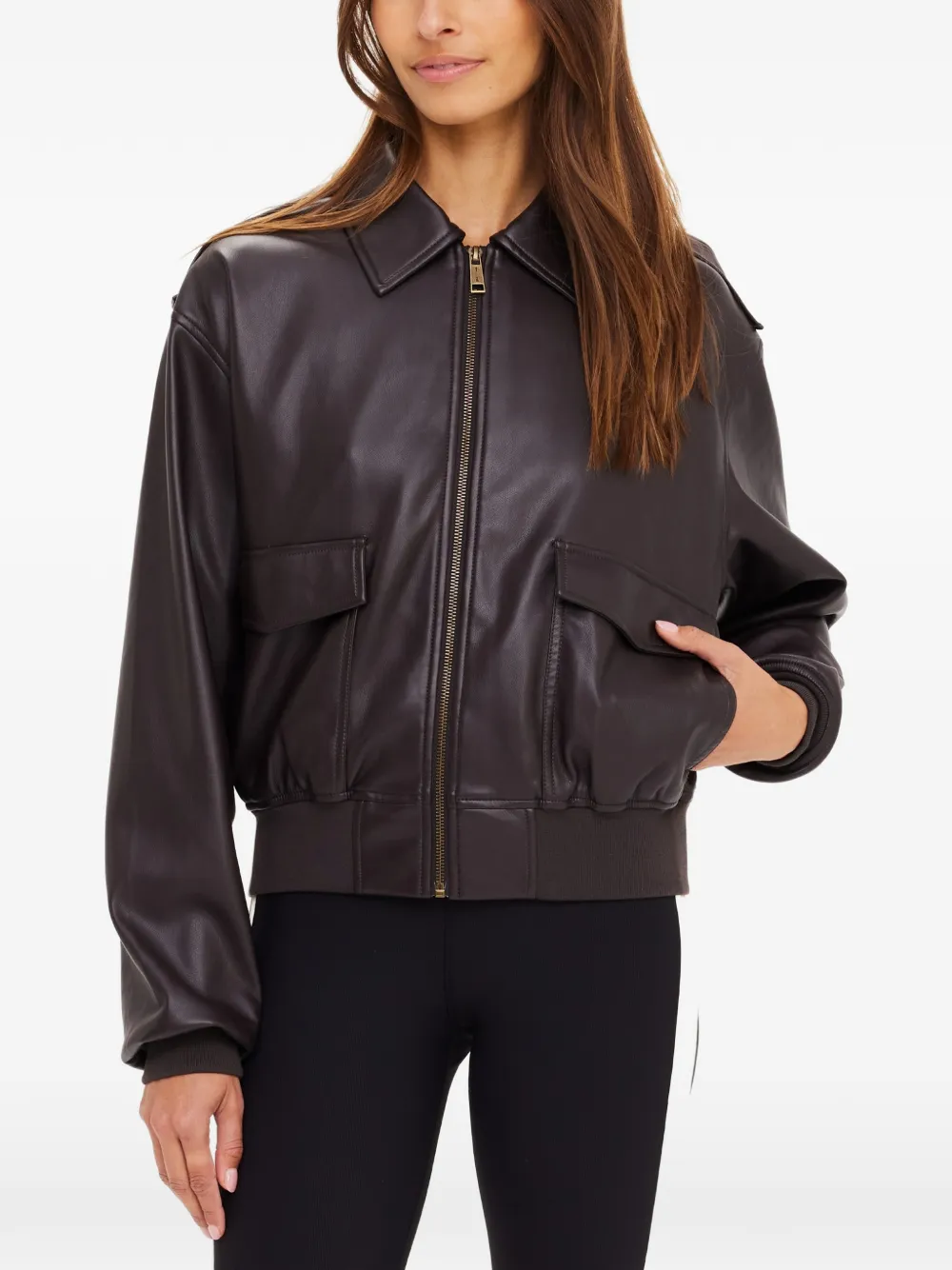  The Upside Zariah Collared Bomber Jacket - Brown 
