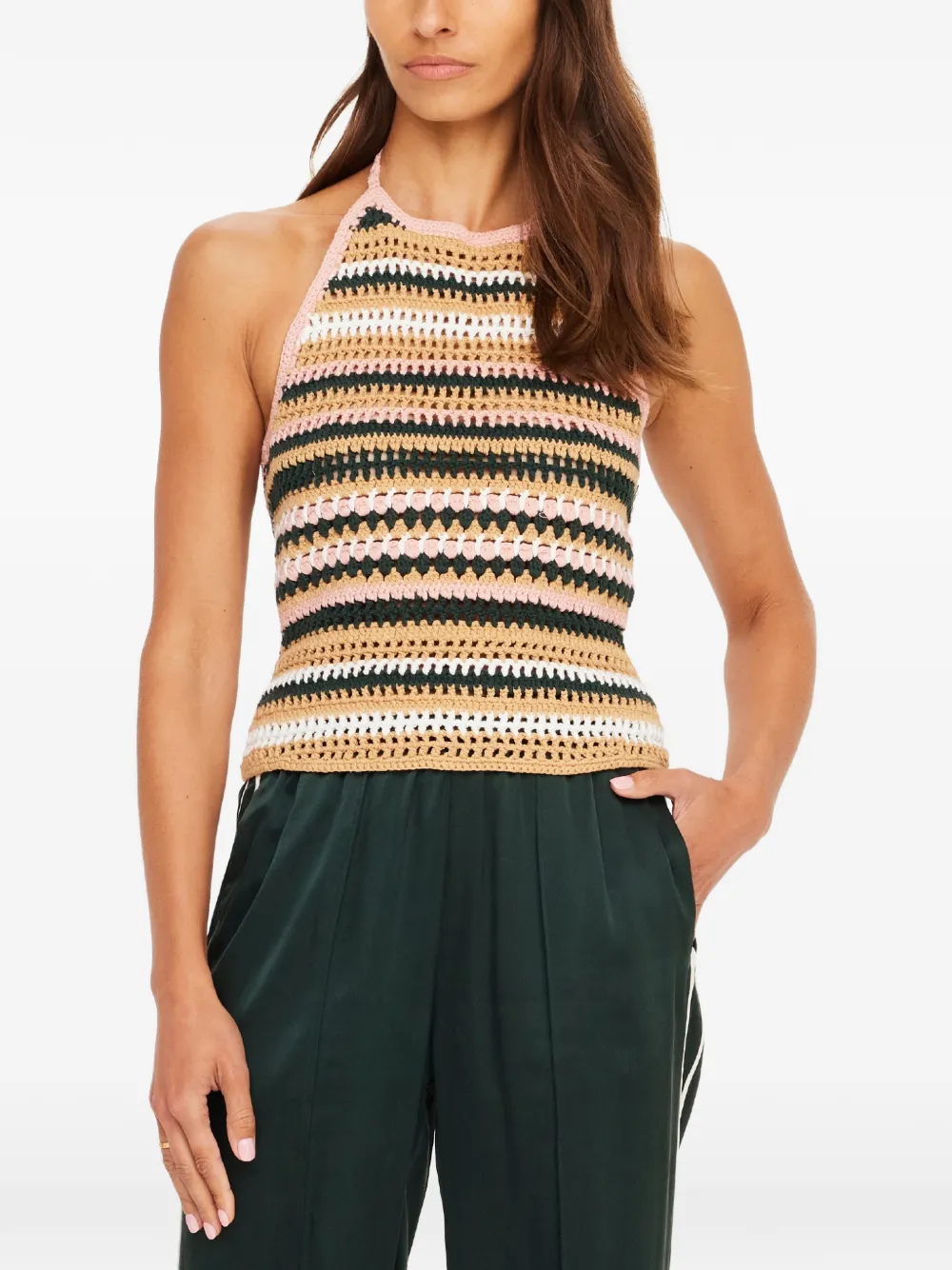 The Upside Bohemia Sal crochet striped halter-neck top - Toni neutri