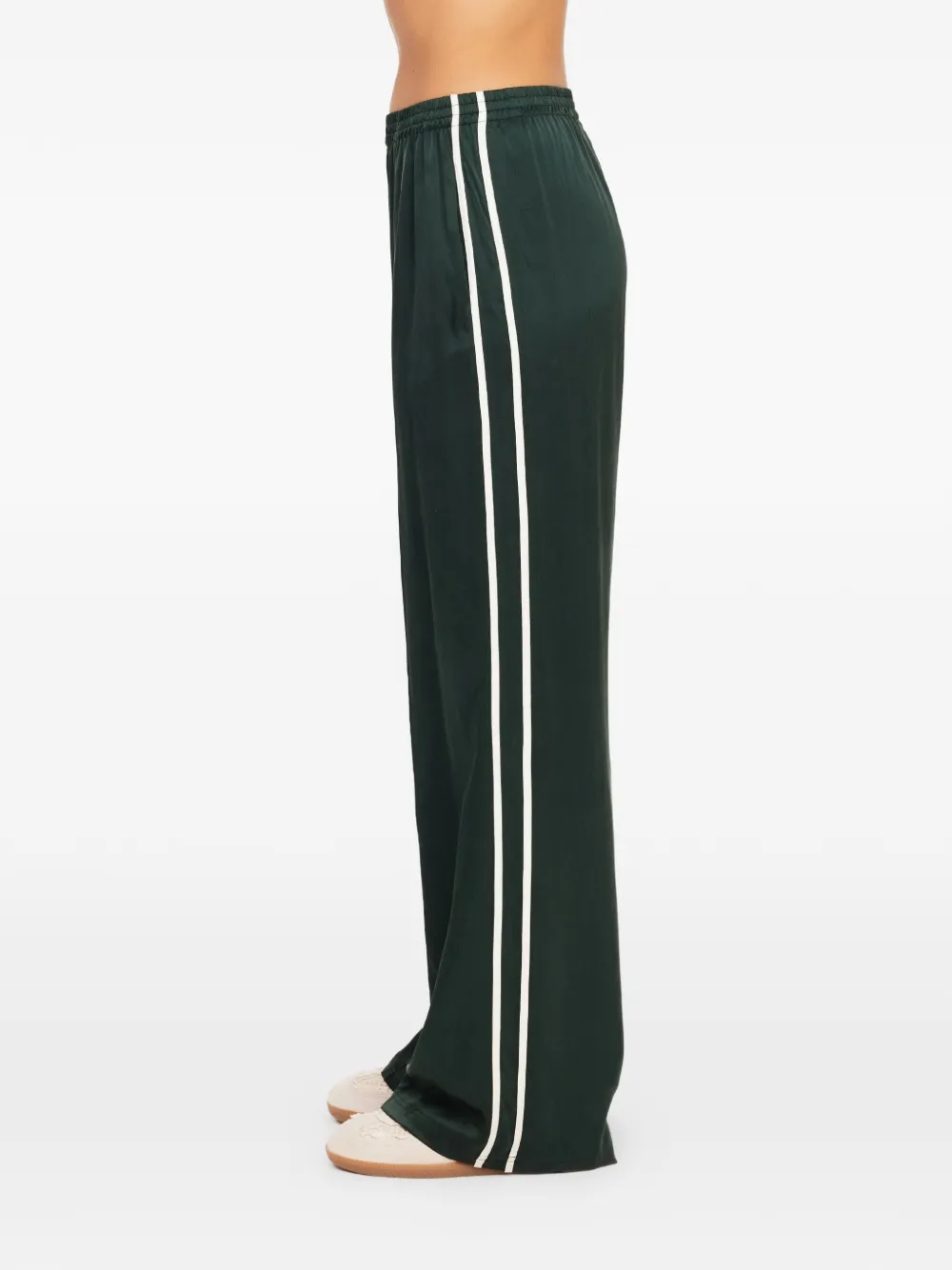 The Upside Marnie zijden broek met wijde pijpen Groen