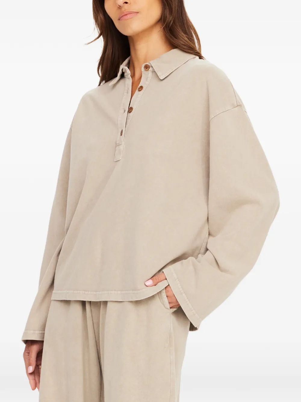 The Upside Soho Rhea poloshirt met knopen Beige