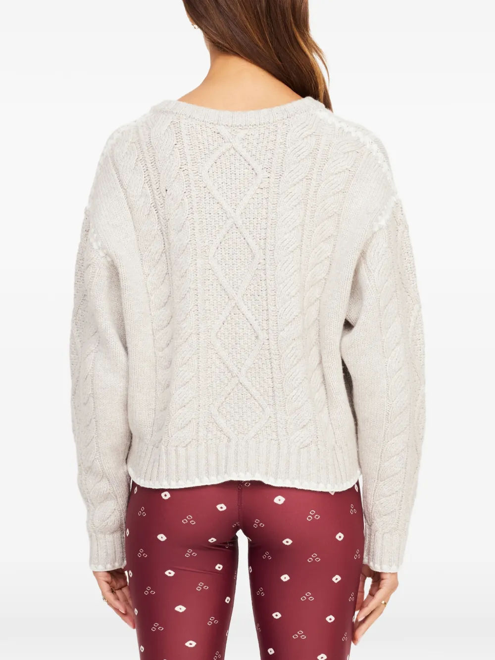 The Upside Xanthe kabelgebreide trui met ronde hals Beige