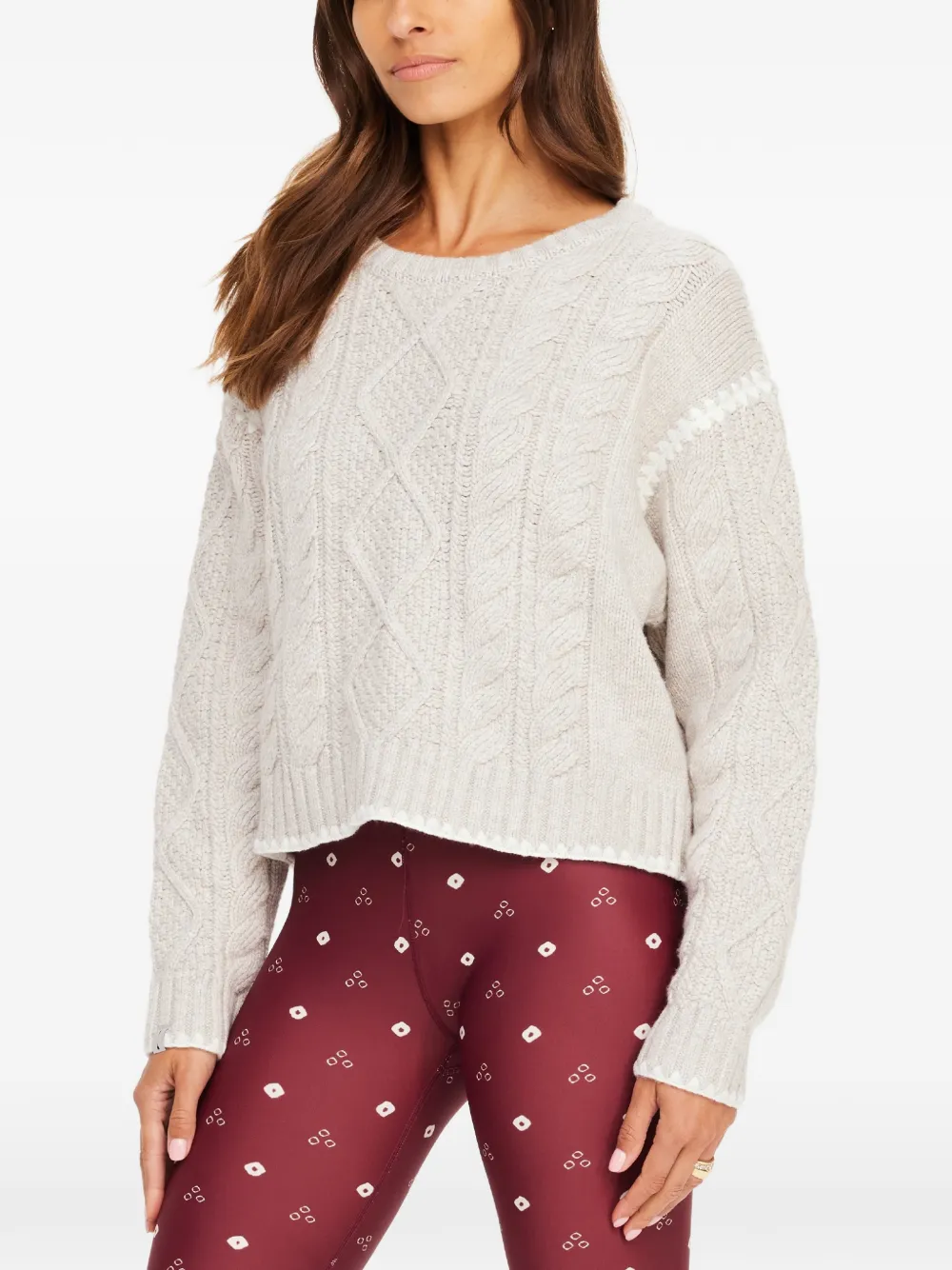 The Upside Xanthe kabelgebreide trui met ronde hals Beige