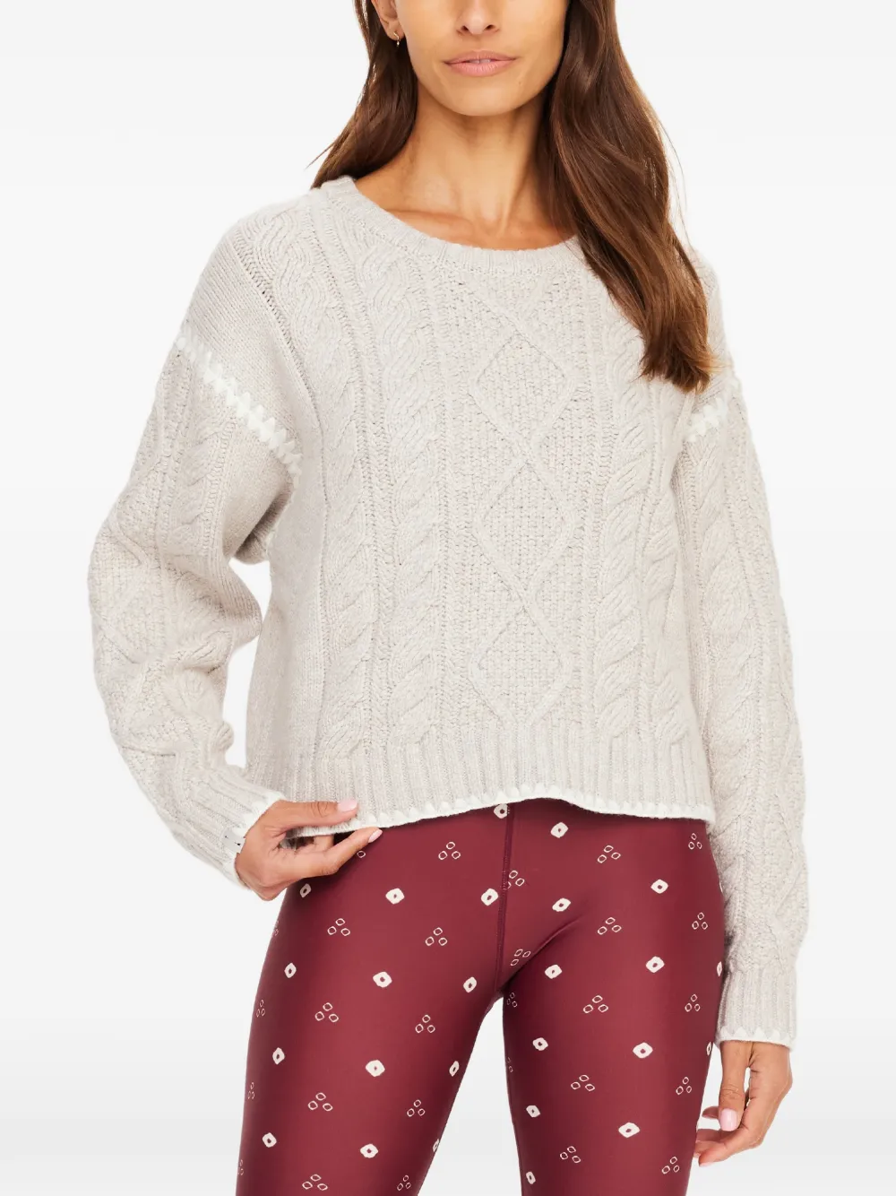  The Upside Xanthe Cable-knit Crew-neck Sweater - Neutrals 