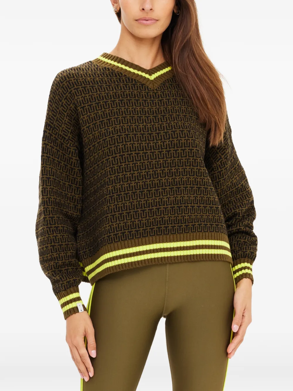  The Upside Castilla Clementine V-neck Sweater - Green 