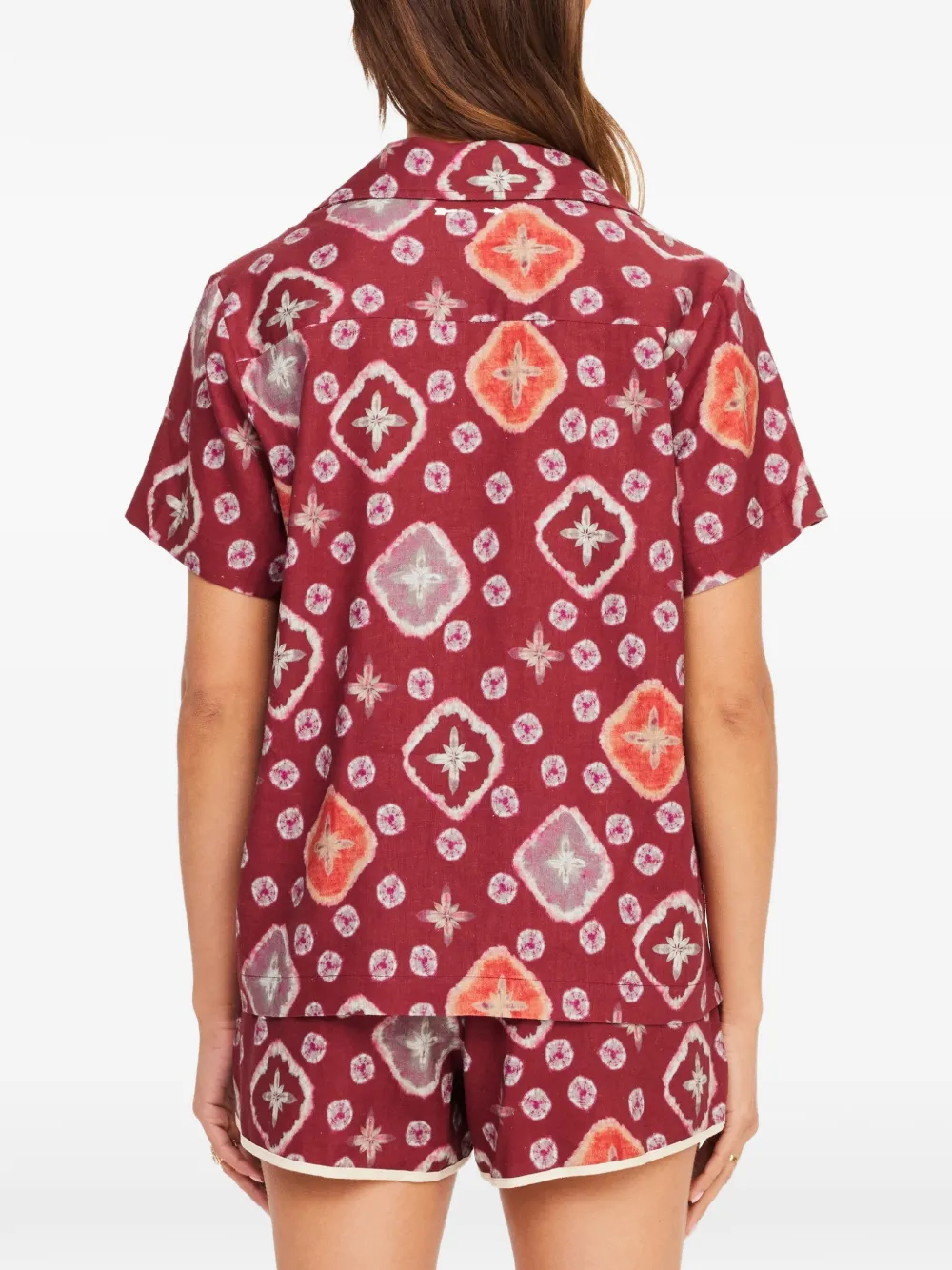 The Upside Miri Andie blouse met patroon en korte mouwen Bruin