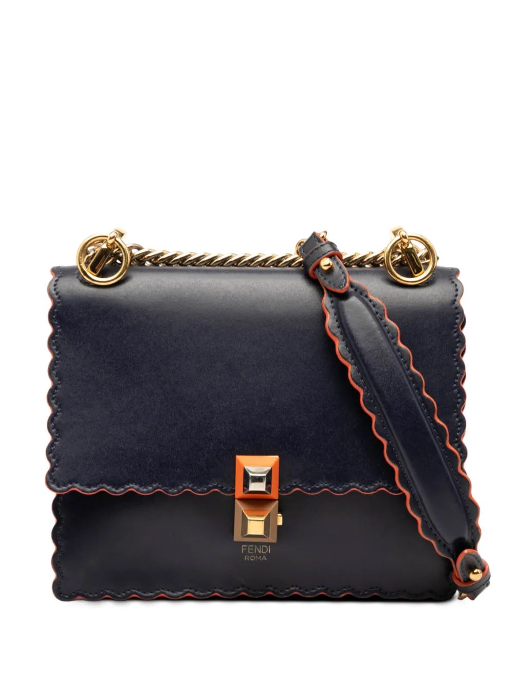 Fendi Pre-Owned Borsa a tracolla Kan I piccola con orlo a smerlo 2010-2025 - Blu