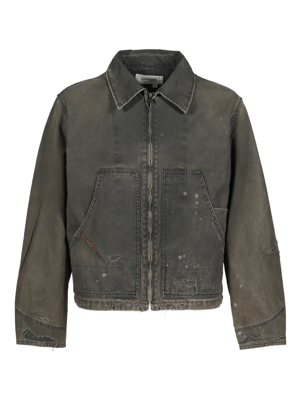 Anachronorm collared zipped denim jacket | Grey | Image 1