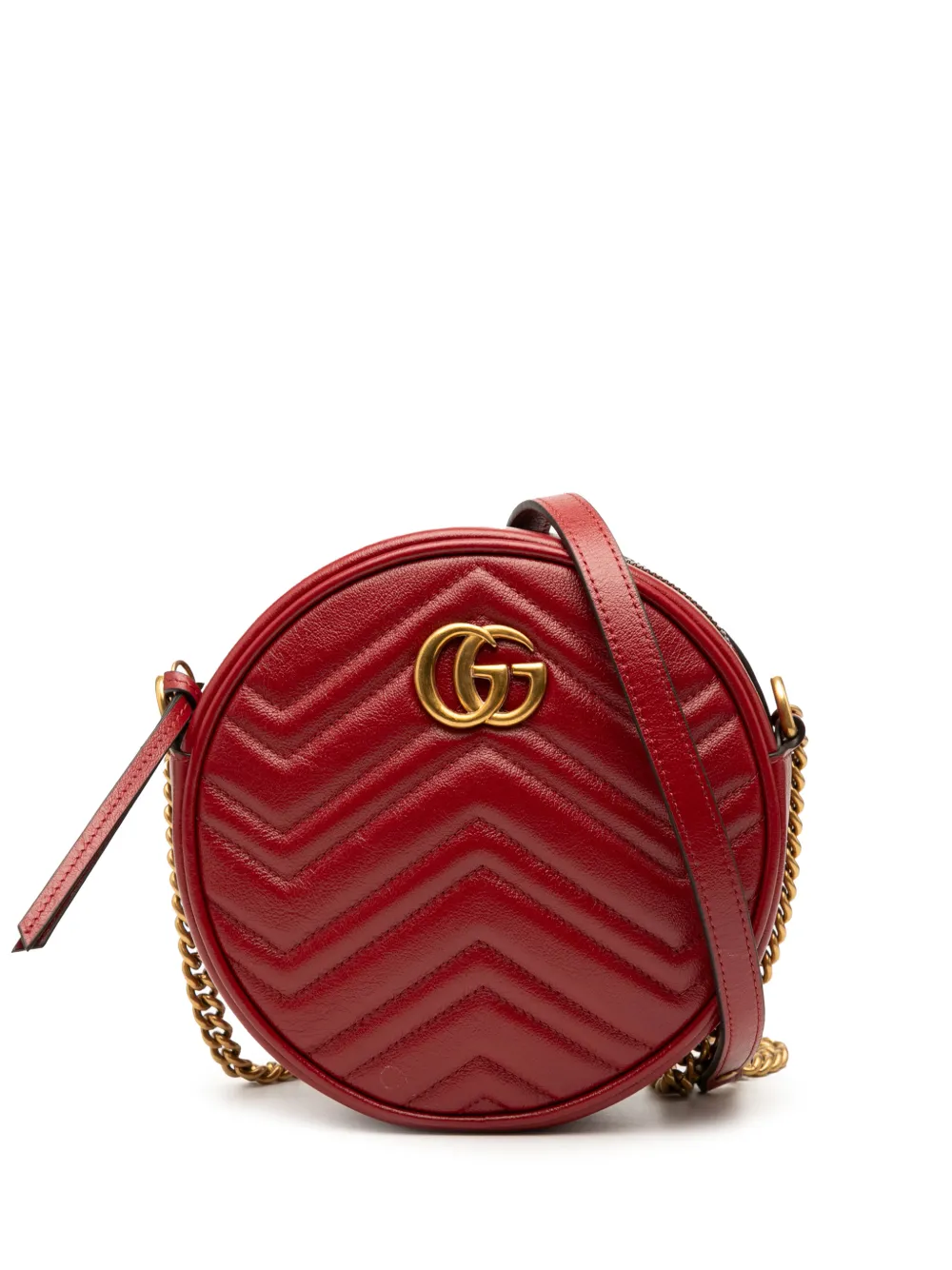 Gucci Pre-Owned Borsa a tracolla GG Marmont Matelasse tonda mini in pelle 2016-2025 - Rosso