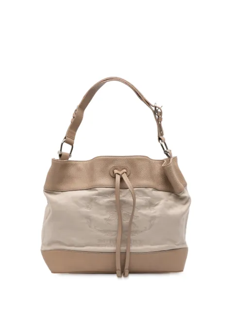 Burberry Pre-Owned 2000-2017 Leather Trimmed Canvas Drawstring bucket bag