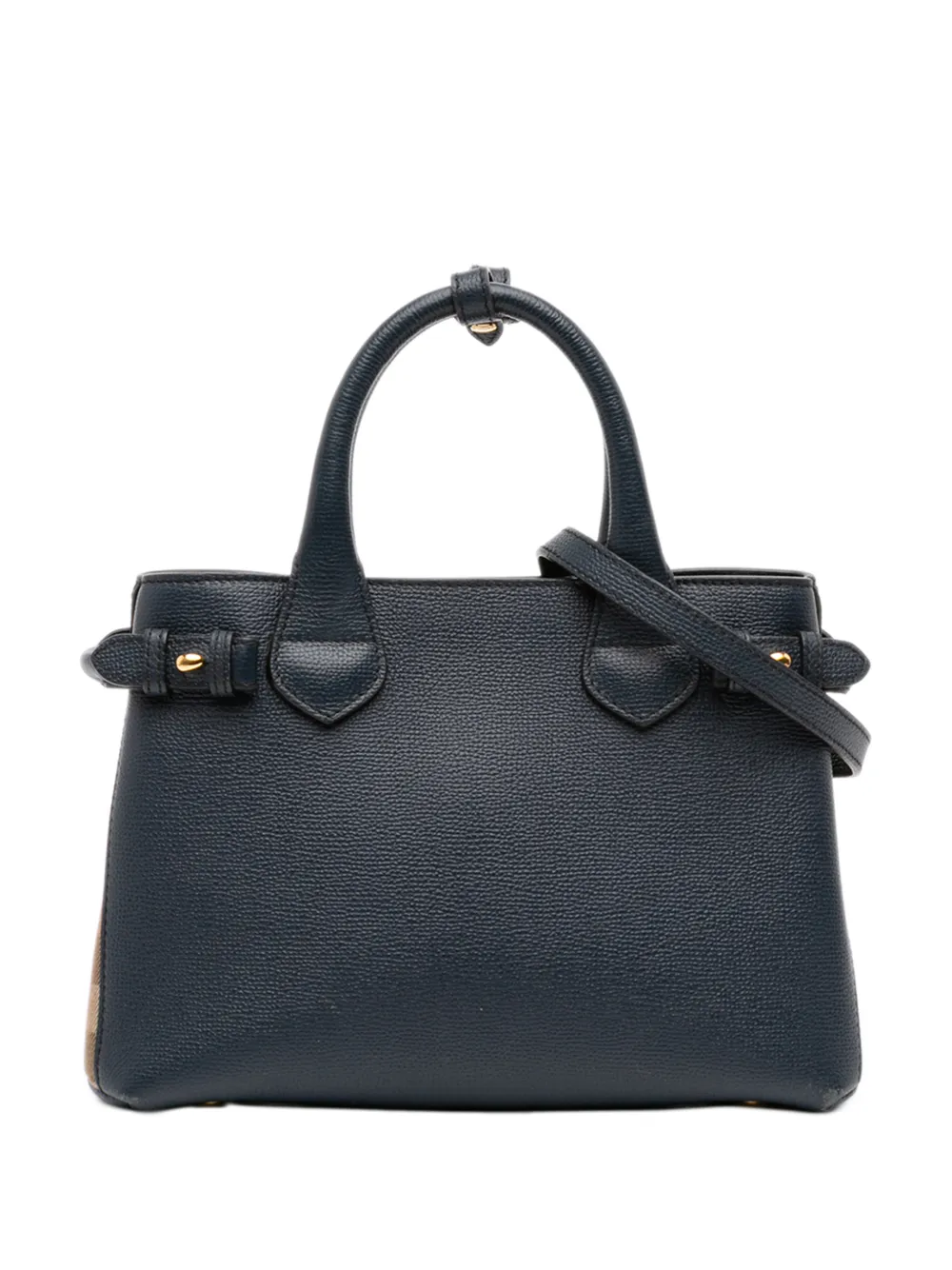 Burberry Pre-Owned Borsa a tracolla Banner piccola in pelle di vitello zigrinata con motivo House Check 2000-2017 | blu | Image 1