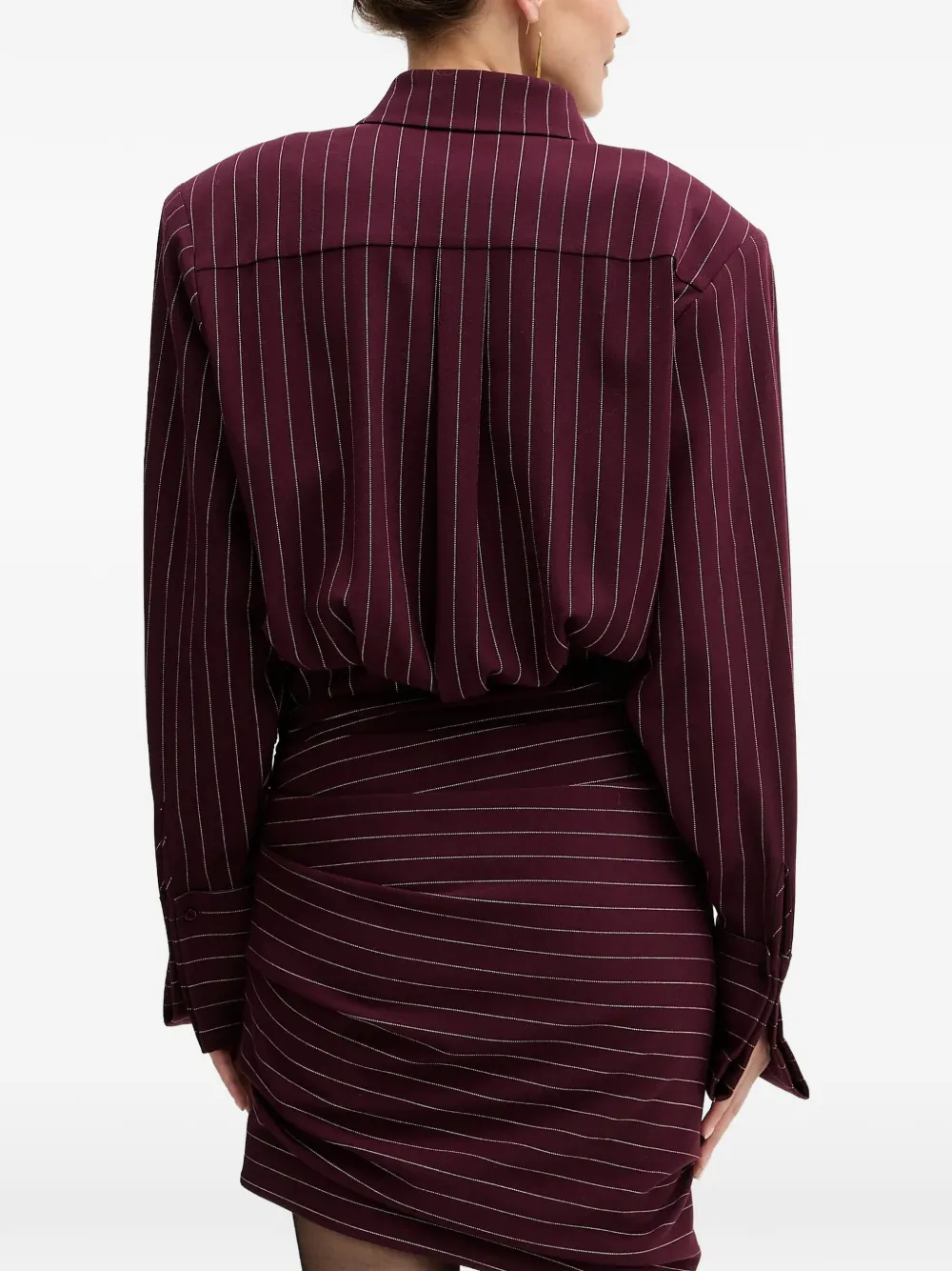 Retrofete Narine pinstripe point-collar dress - Rood