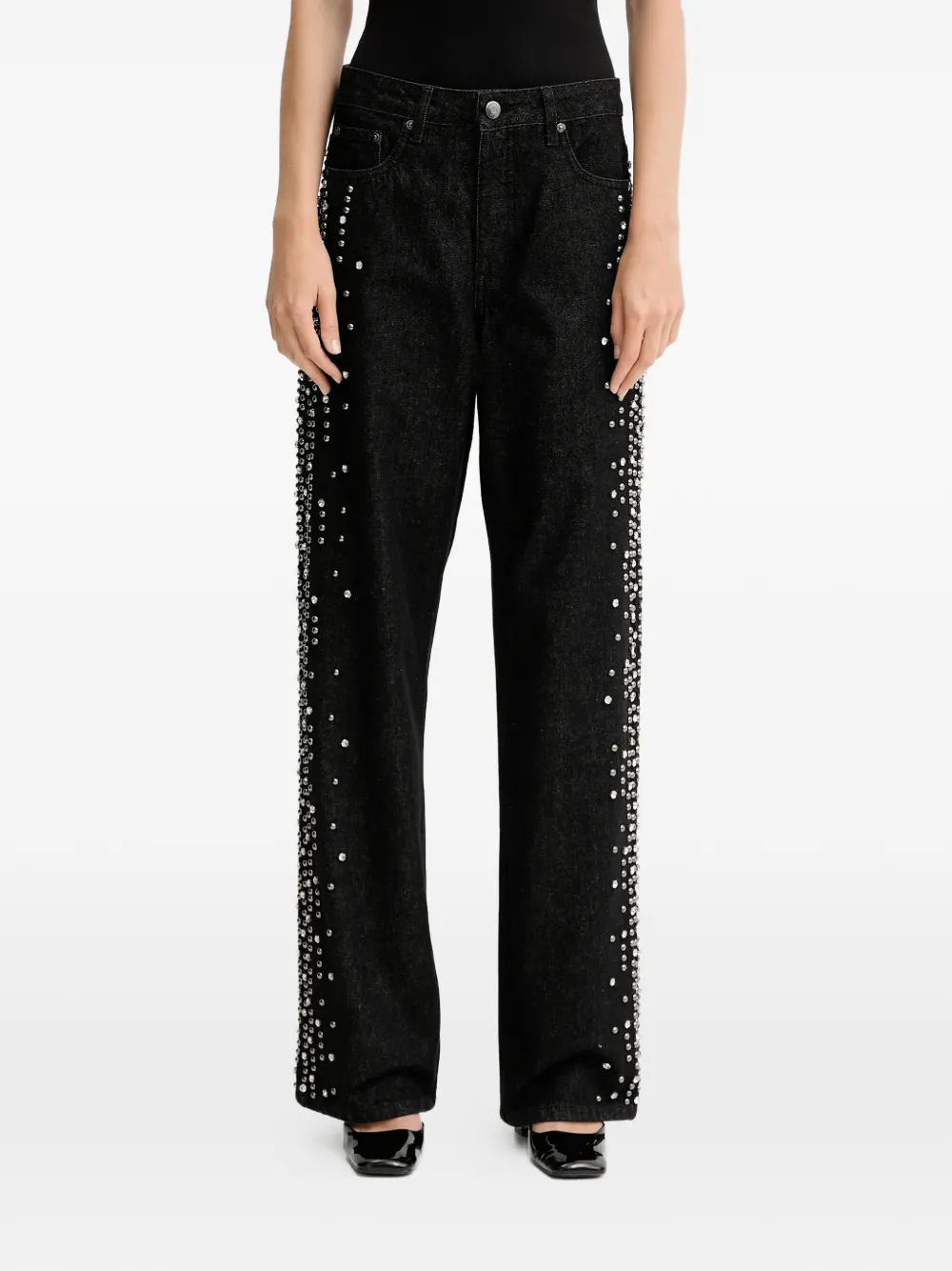 Gestuz embellished denim jeans - Nero