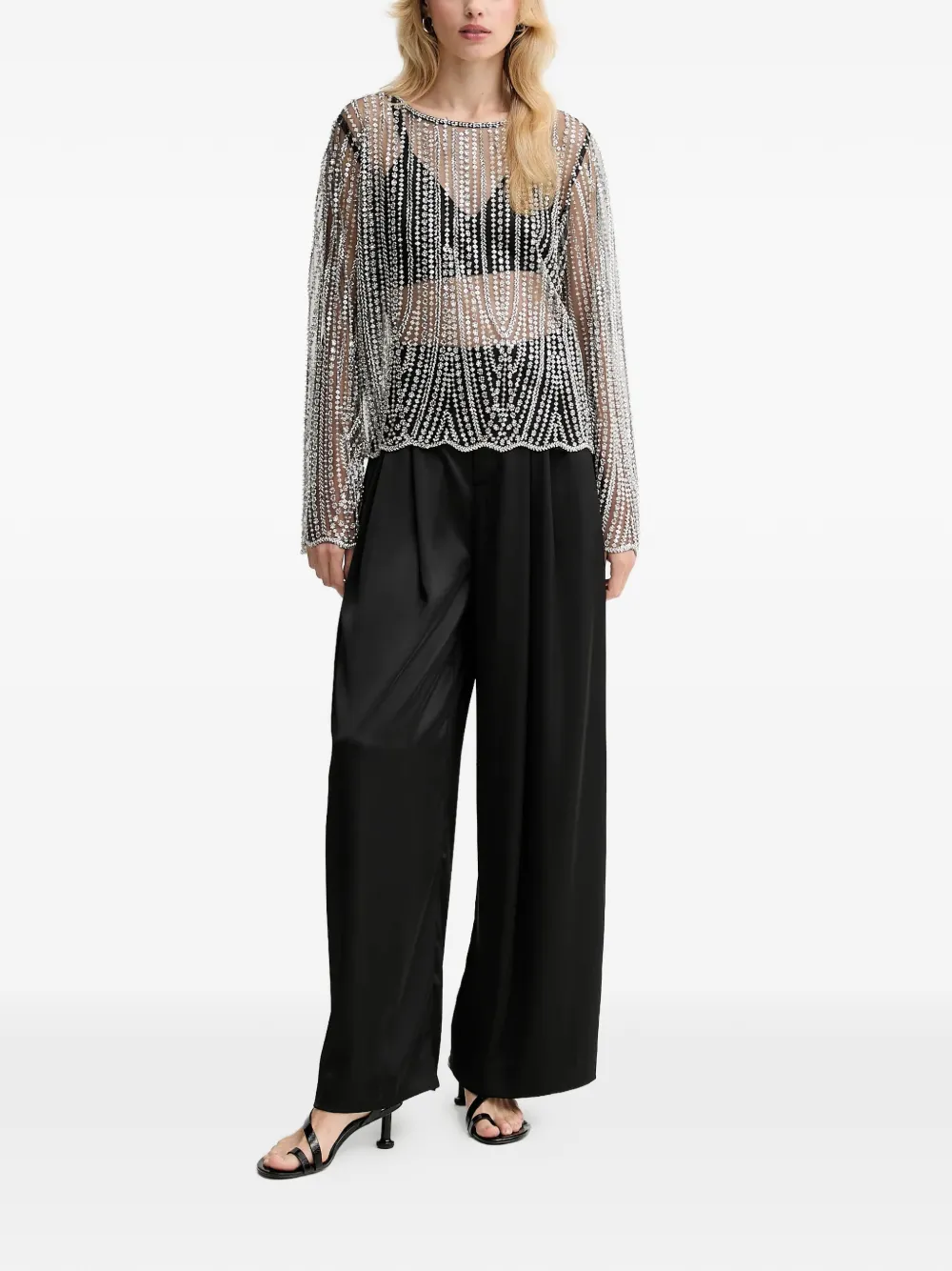 Gestuz embellished long-sleeved top - Zilver