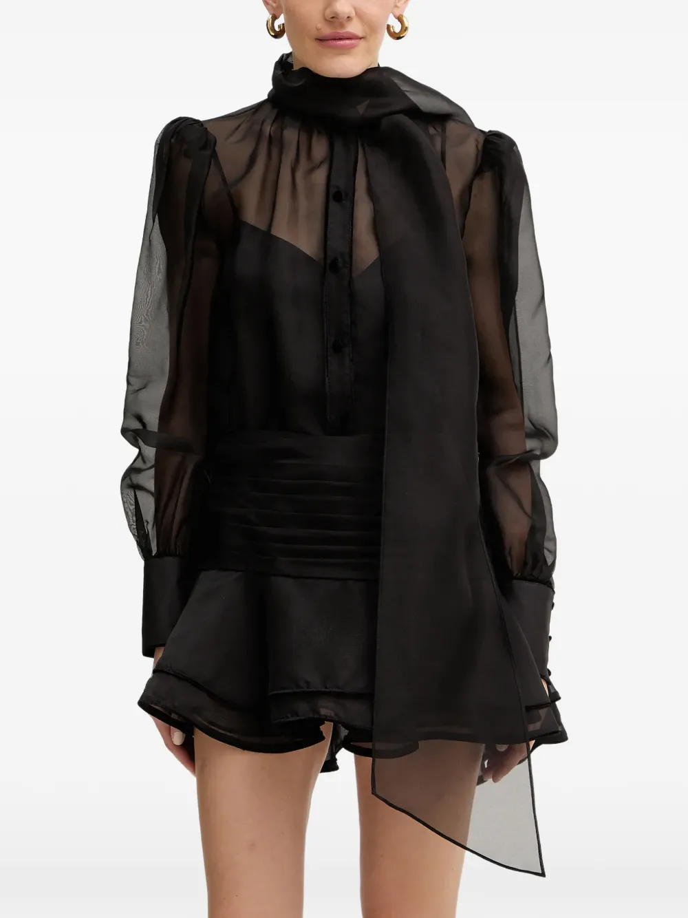 Retrofete Celandine ruffled mini dress - Black