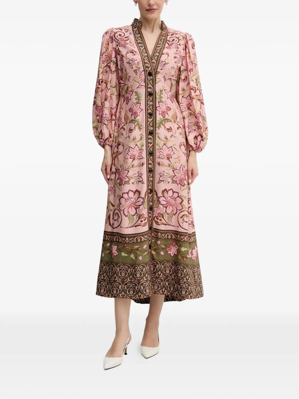 Barbour x FARM Rio Alice floral puff-sleeve maxi dress - Rosa
