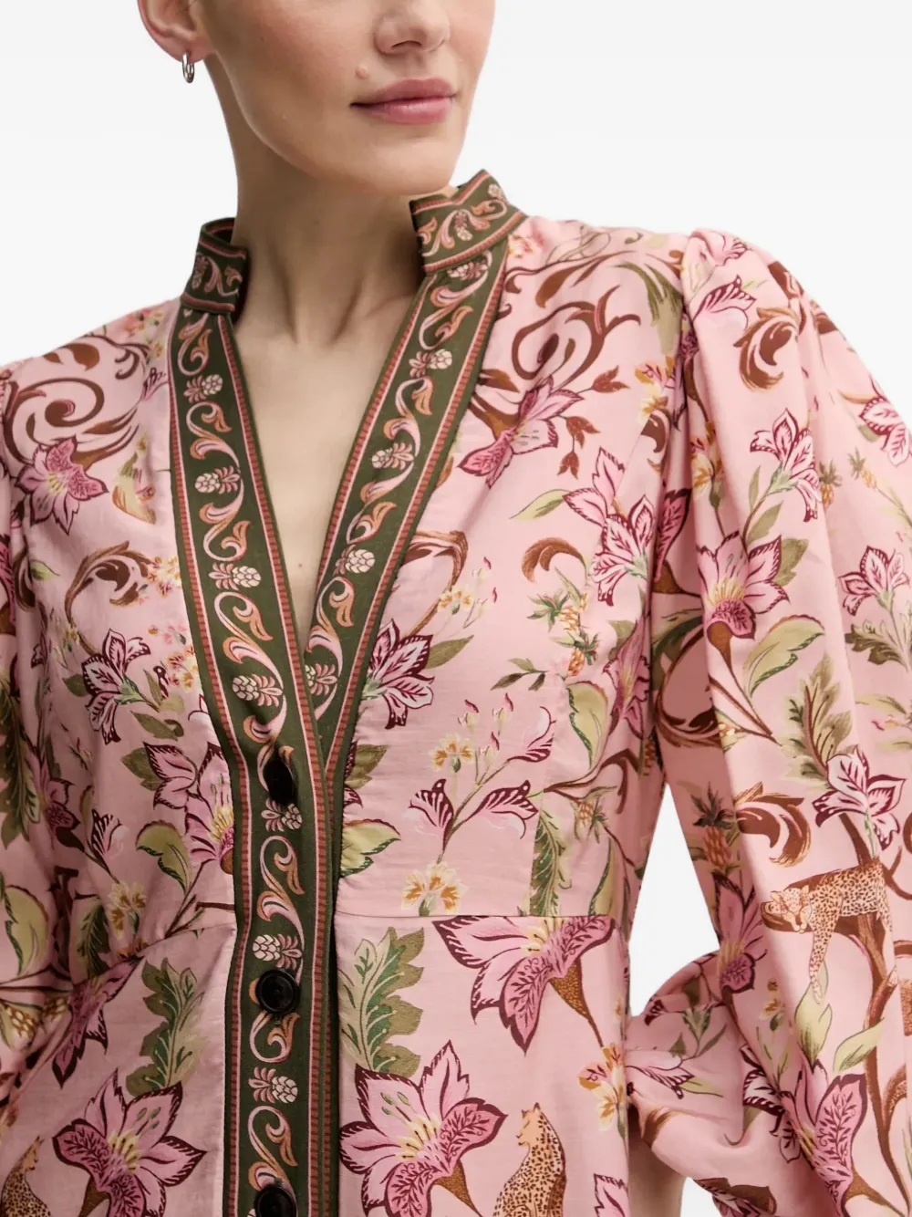 Barbour x FARM Rio Alice maxi-jurk met pofmouwen Roze
