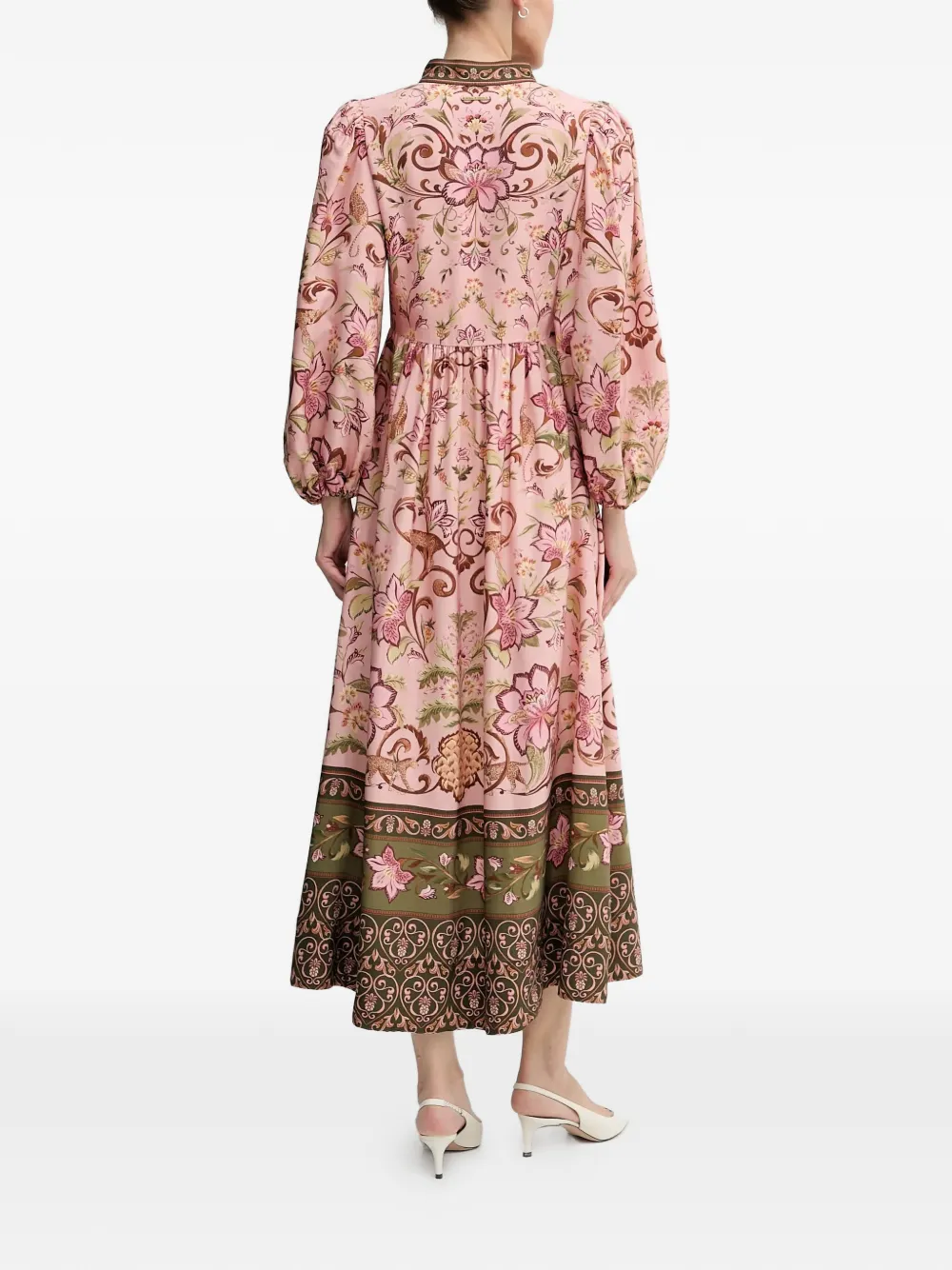 Barbour x FARM Rio Alice maxi-jurk met pofmouwen Roze