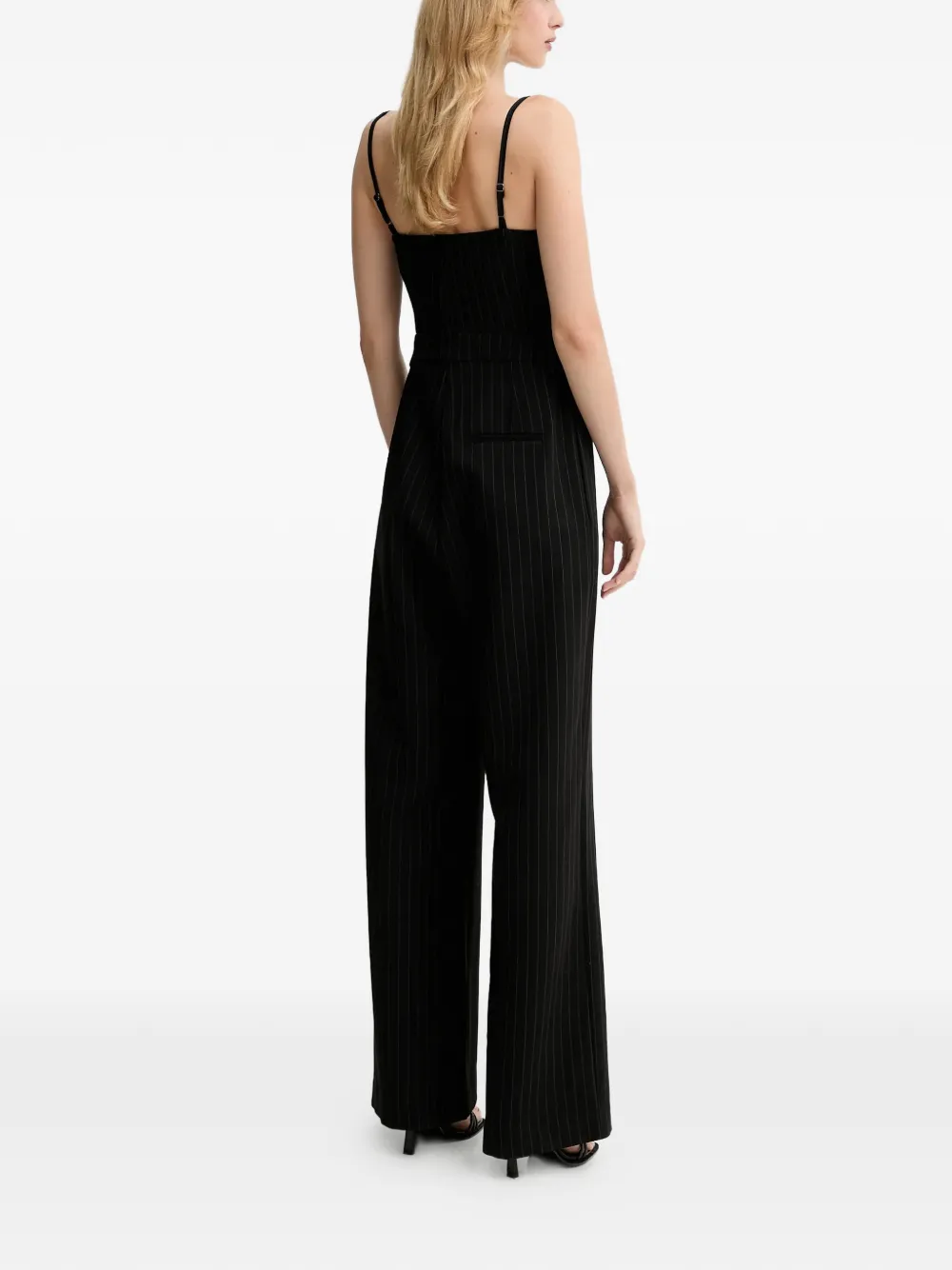  Gestuz Double-breasted Pinstriped Jumpsuit - Black 