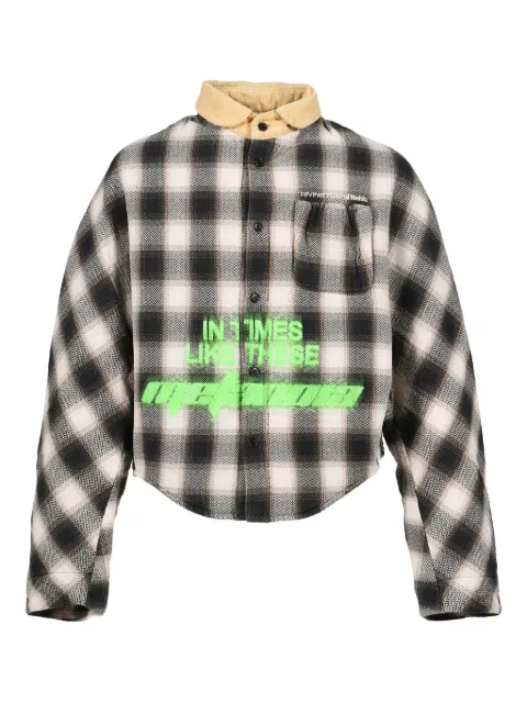 RRR123 chemise à carreaux avec col en velours côtelé