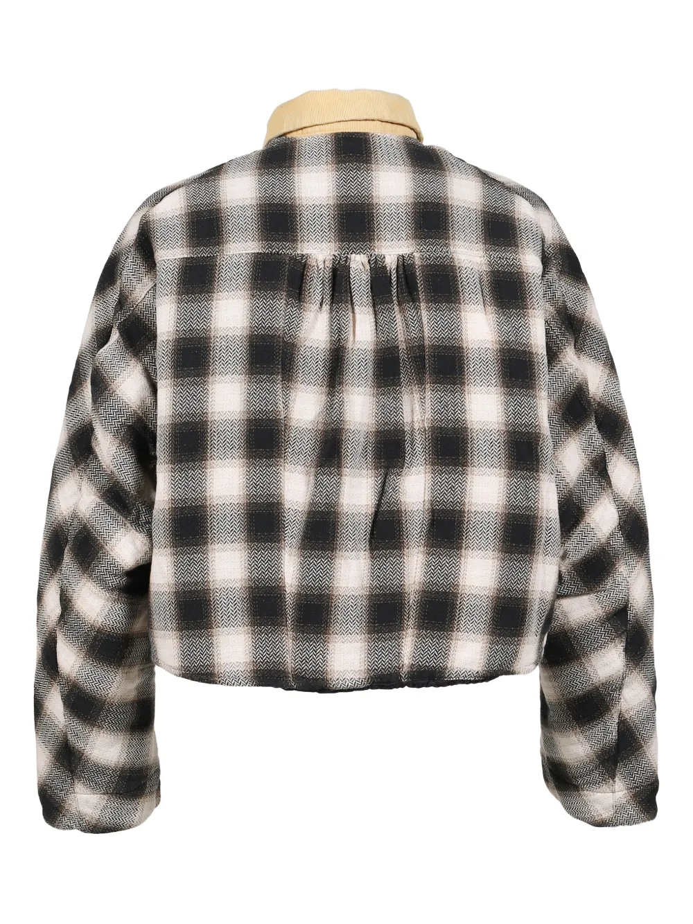 RRR123 Geruit overhemd met ribfluwelen kraag - Zwart